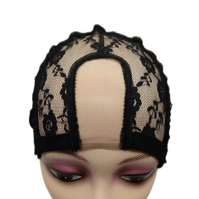 1PC Adjustable 2X4 Inch U Part Wig Hairnets For Making Wigs Black Color mesh wig cap
