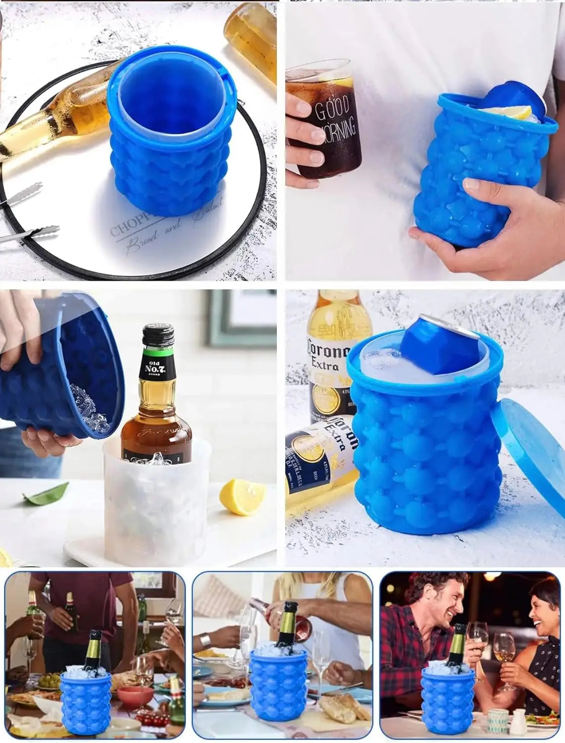 2-in-1 Silicone Bucket Ice Cube Maker Easy Freezing and Serving Perfect for Bars Clubs Essential Drinkware Kitchen Accessories
