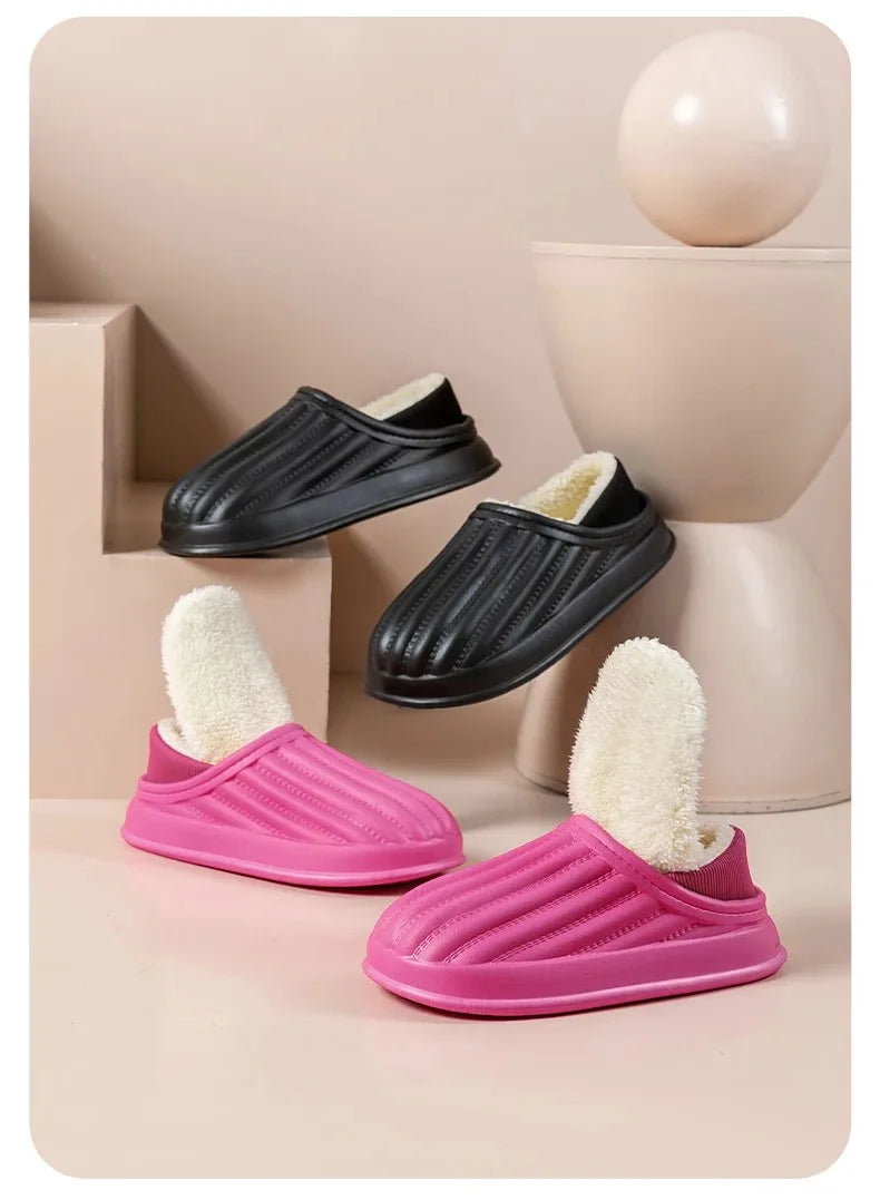 Winter Warm Cotton Slippers for WOMEN'S Home Wear, Thickened Waterproof, Snow Proof, Warm and Minimalist Couple Cotton Shoes