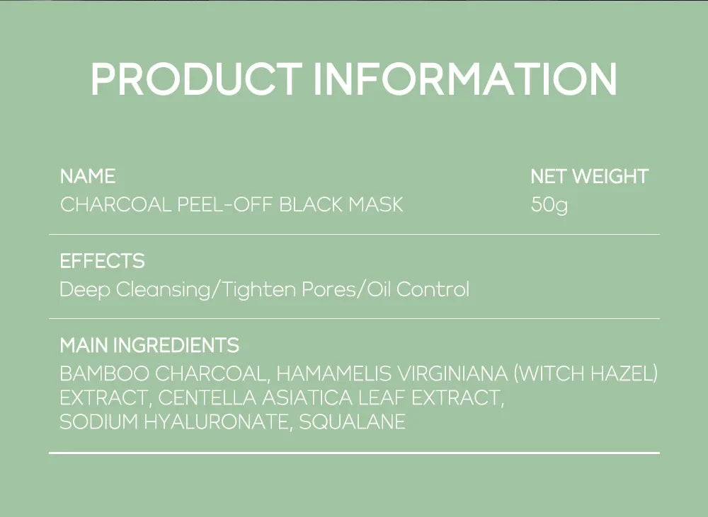 Bamboo Charcoal Fiber Mask Blackhead Removal Deep Mask Deep Cleansing Cleansing Exfoliating Mask Treatment 50g