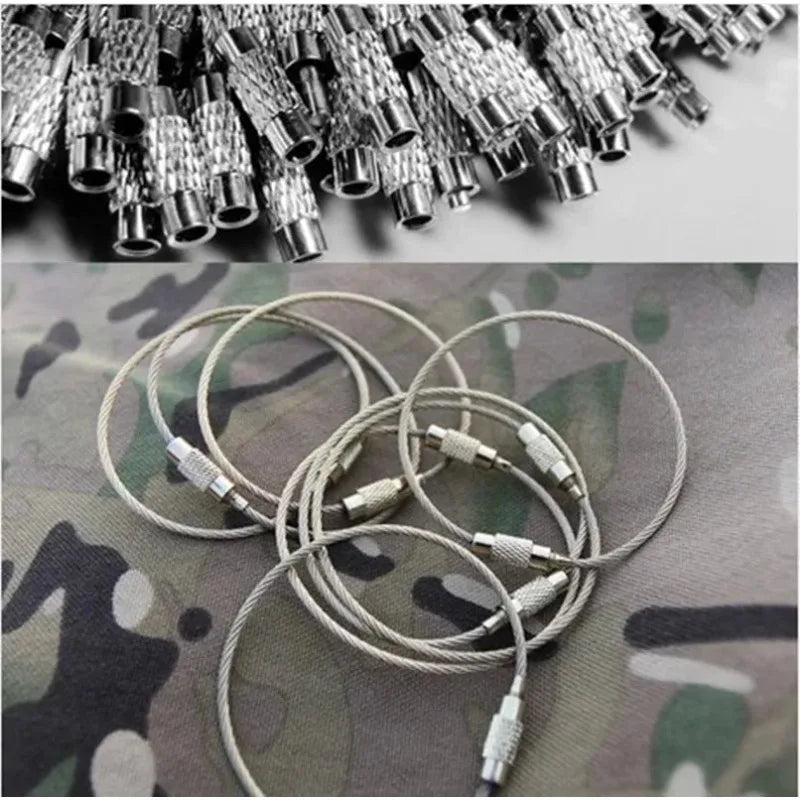 15CM Outdoor Tools EDC Camping Tools Tactical Equipment Multi Keychain Kit 304 Stainless Steel Wire Rope Keyring Travel Ch