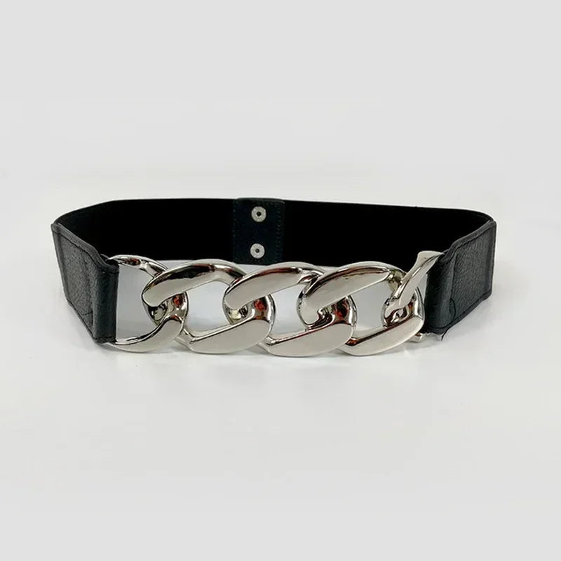 PU Leather Dress Skirt Waist Elastic Thin Belts Ladies Waistband Fashion Belts for Women Luxury Design Women Double Pearl Belt
