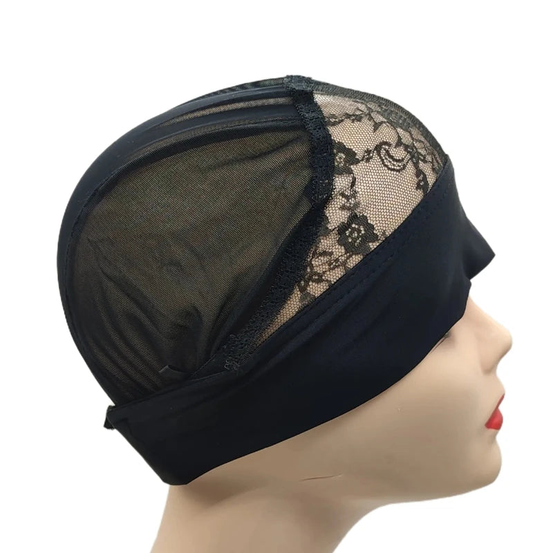 1PC Headband Wig Cap Lace Mesh Wig Caps Wig Grip Cap with Adjustable Elastic Band for Making Wigs