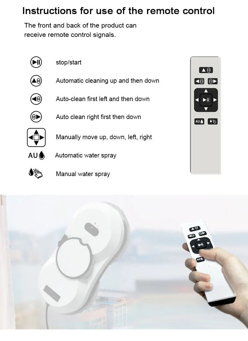 PuRuiKai robot electric automatic window cleaning Robotic vacuum cleaner, with remote control, automatic spray
