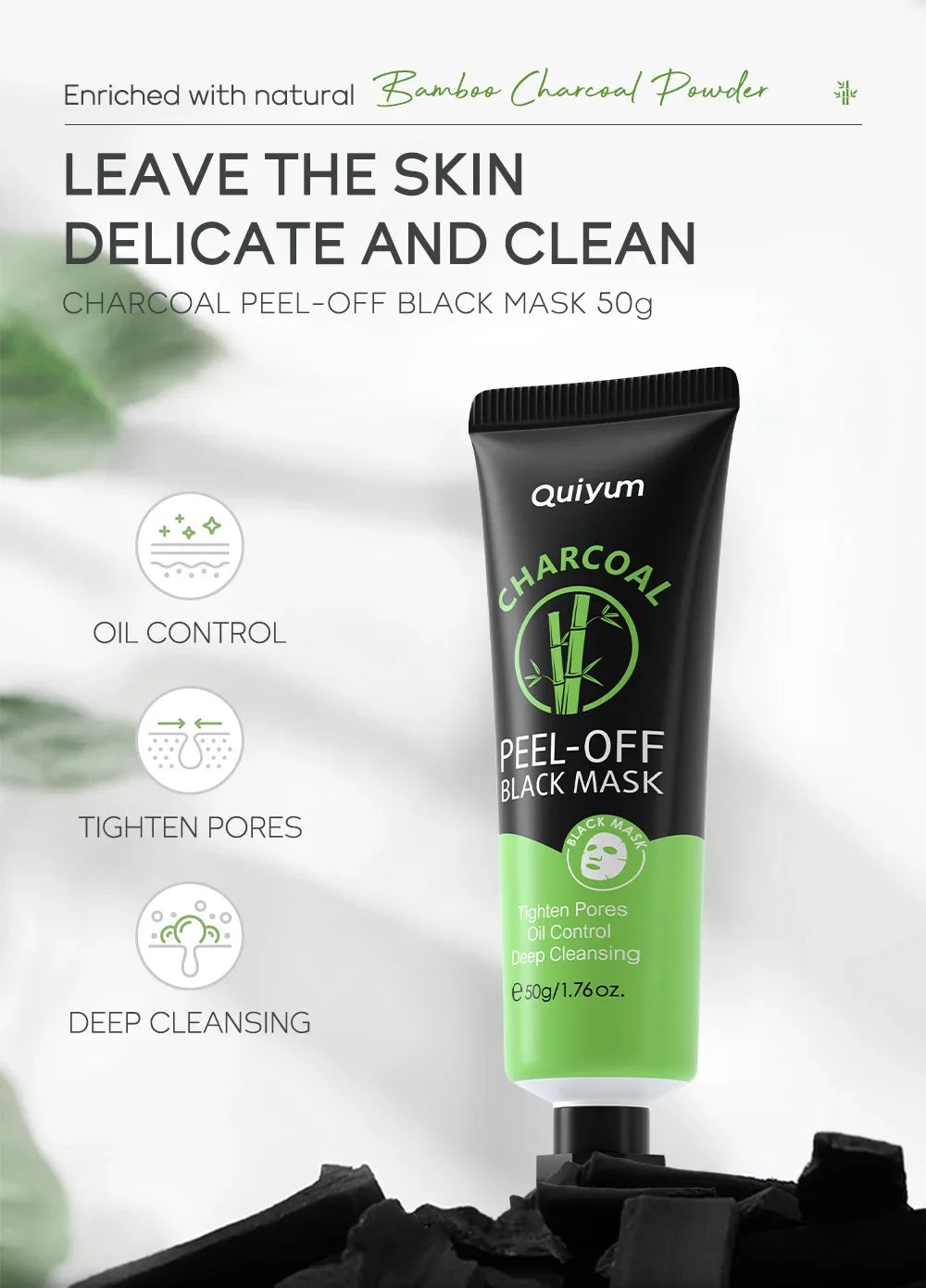 Bamboo Charcoal Fiber Mask Blackhead Removal Deep Mask Deep Cleansing Cleansing Exfoliating Mask Treatment 50g