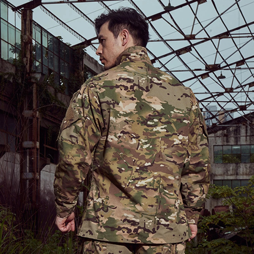 Tactical Camouflage Coat Hunting Long Sleeved Jacket Men's Training Uniform Outdoor Paintball Camping Windbreaker Clothing