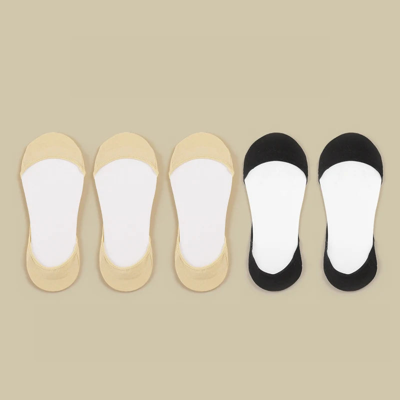 Socks women's Cotton Invisible Summer Thin Breathable Soft Silicone Non-Slip Fashion For High Heels Boat Socks Sole Socks 5 Pair