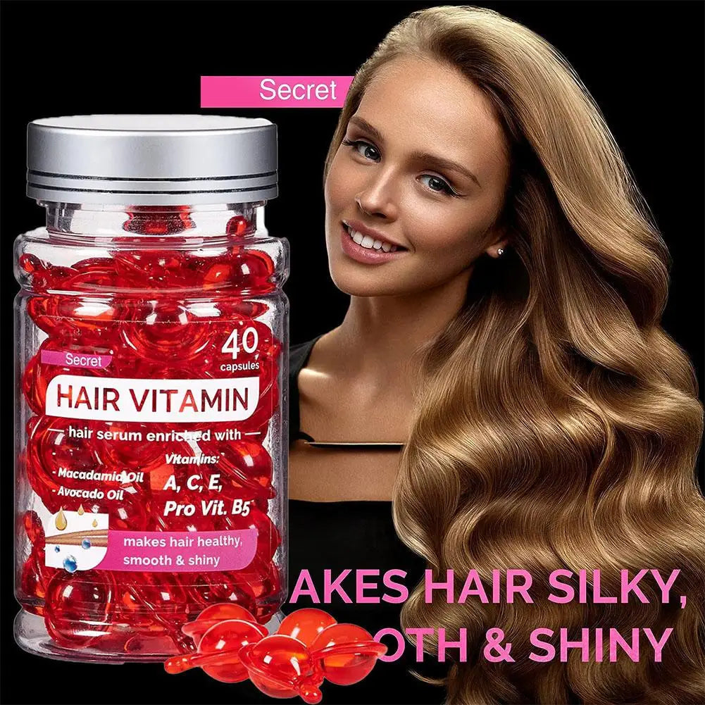 Hair Rose Essential Oil Smooth Silky Hair Vitamin Capsule Nourishing Treatment Repair Damaged Hair Serum Strengthen Hair Care
