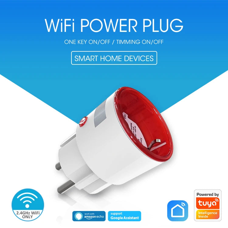 Tuya WiFi Smart Plug Socket EU 16A with Power Monitoring Timing Voice Control Works with Alexa Google Home Smart Life