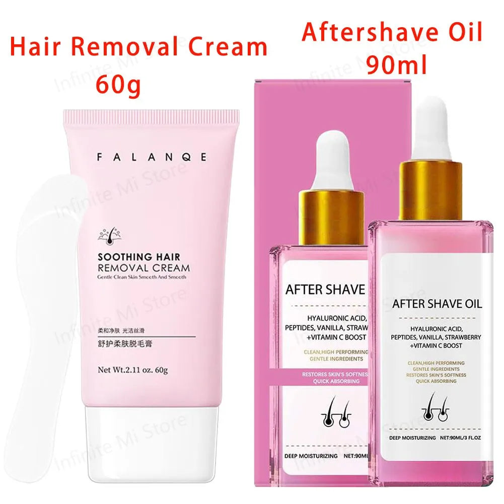 90ml Strawberry Hair Removal Aftercare Oil Gently Soothes The Skin Moisturizing 60g Hair Removal Cream Skin Care