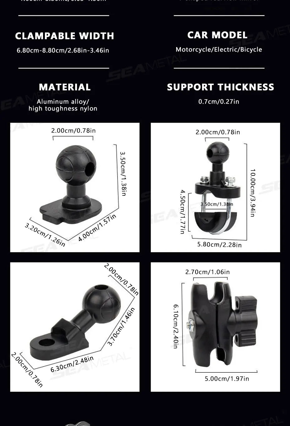 BLALION Motorcycle Riding Shock Absorption Mobile Phone Bracket Eight Claw Fixed Bracket for 4.7-7.1 inch Smartphone Shockproof