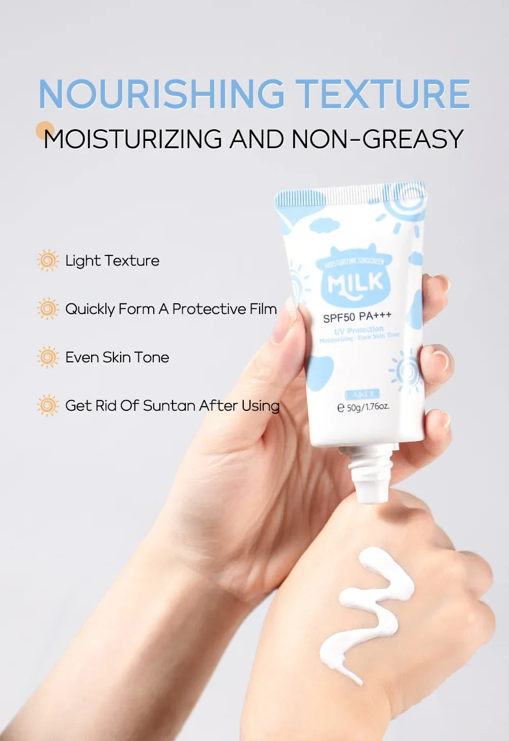 LAIKOU Facial Body Sunscreen Whitening Sun Cream Sunblock Skin Protective Cream Anti-Aging Oil-control Moisturizing SPF50 PA+++