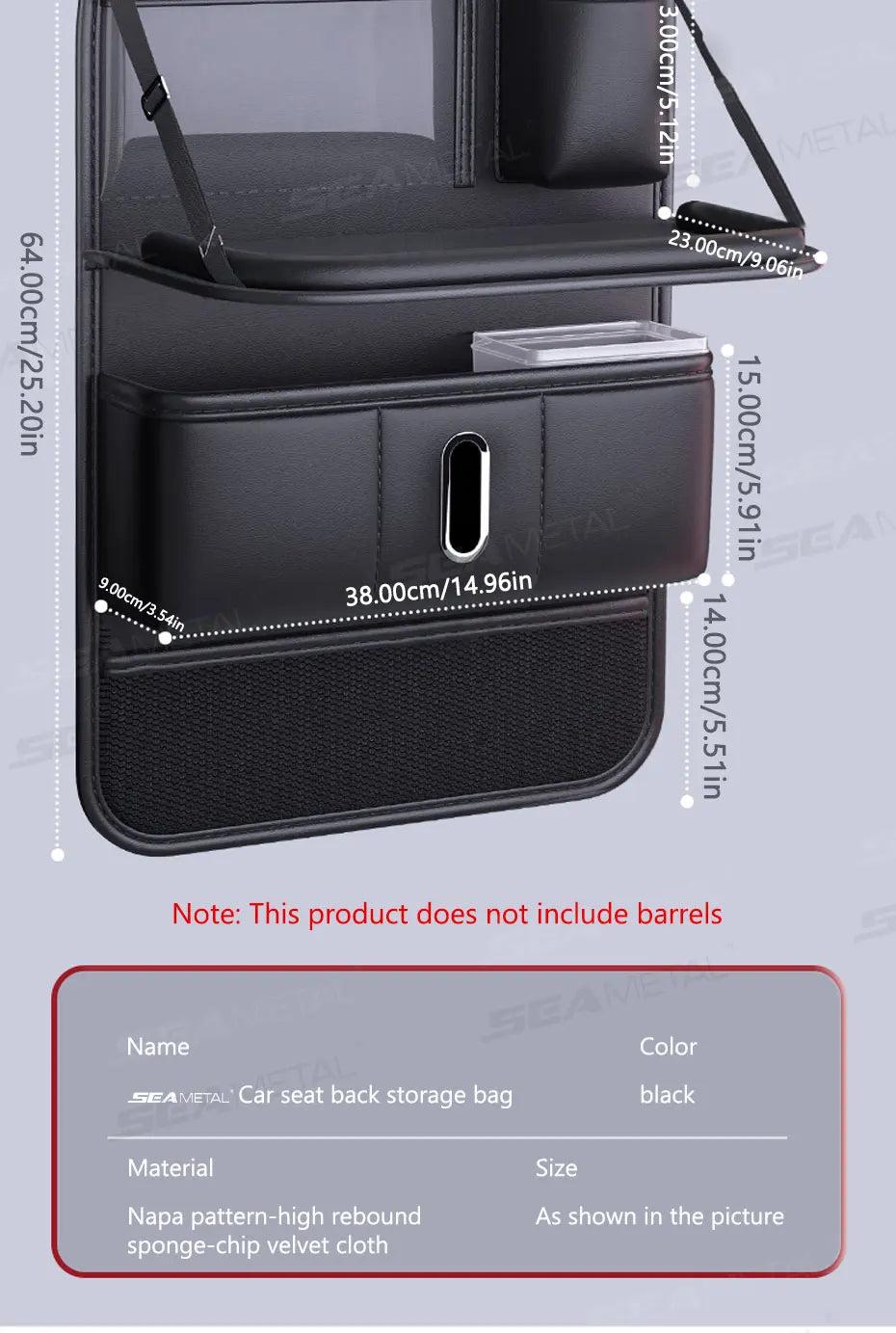 BLALION Car Seat Back Organizer with Foldable Table Tray Cup/Tissue Holder Storage Pocket Anti-Kick Pad Interior Accessories