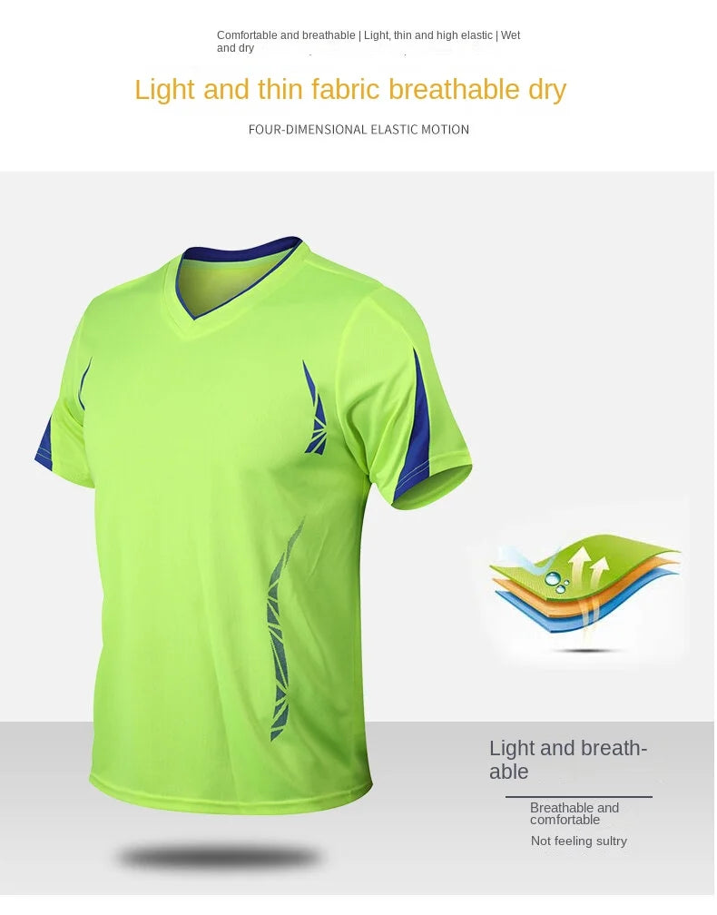 Sports suit men's summer fitness short sleeve T-shirt men's fast drying clothes running loose casual Sportswear large