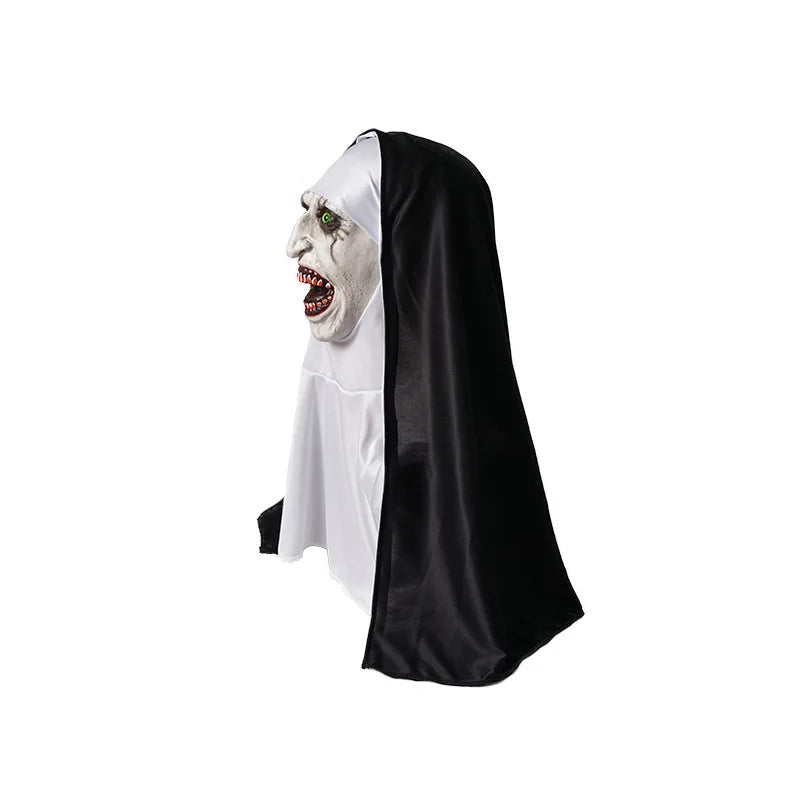 The Horror Scary Nun Latex Mask w/Headscarf Valak Cosplay for Halloween Costume