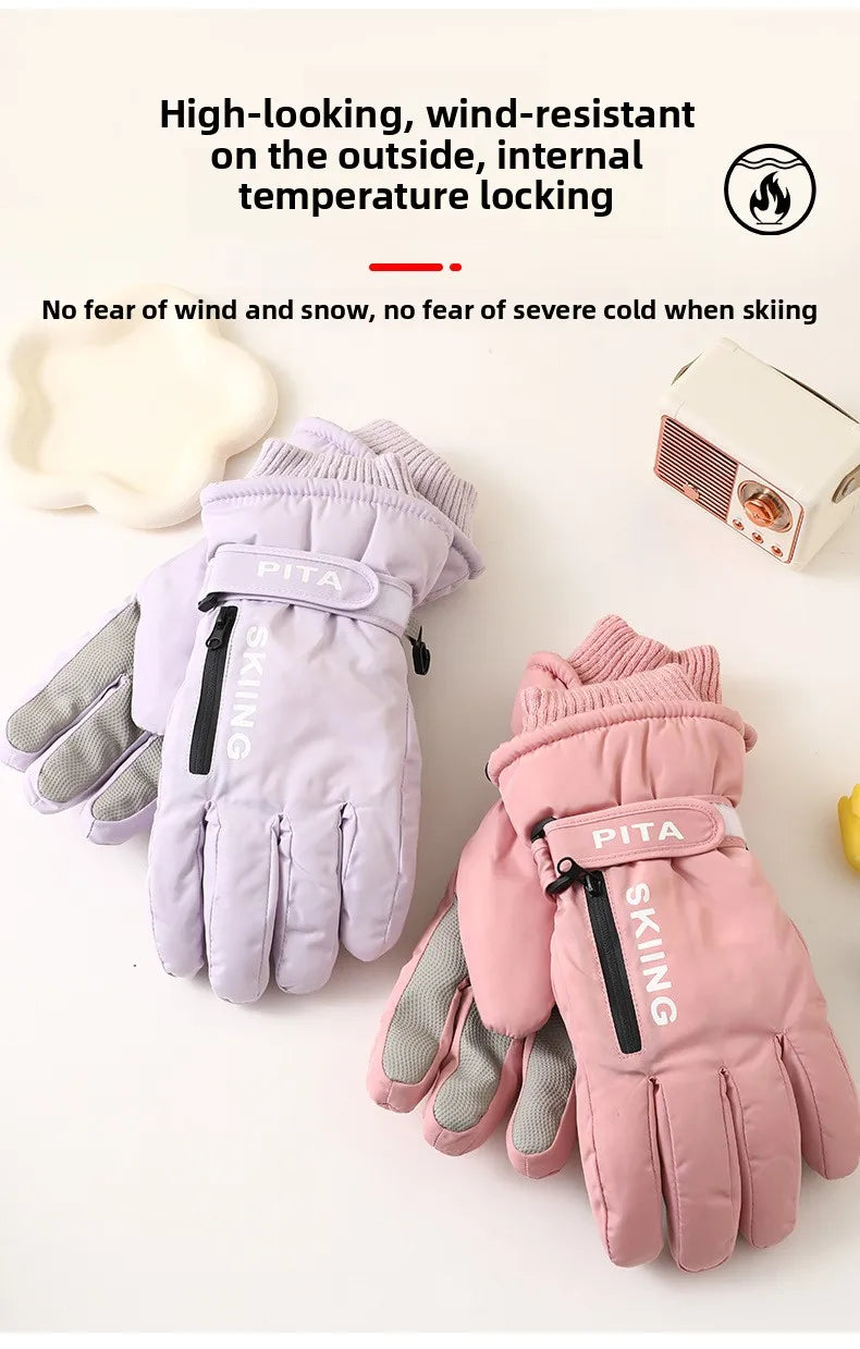 Winter Sports Gloves Non Slip Touch Ski Gloves Waterproof Pocket Snowboard Accessories Warm Men's and Women's Gloves Mittens