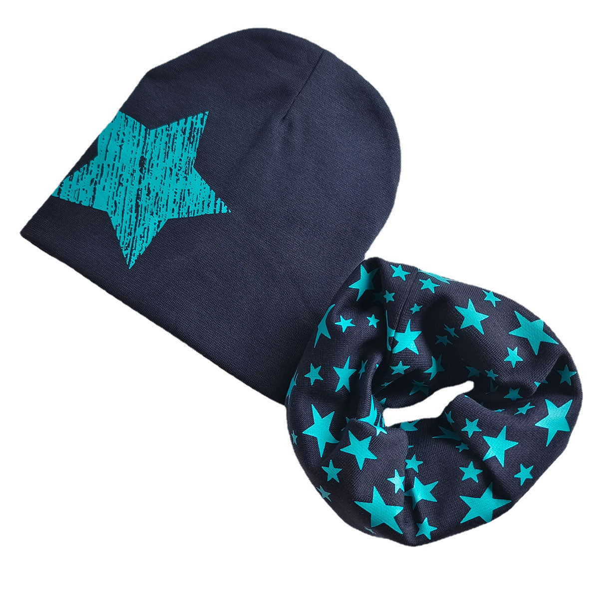Spring Autumn 2PCS Baby Beanie Hat Scarf Stars Print Warm Toddler Hat Scarf for Girls and Boys Infant Hats Set Kids Skull Caps