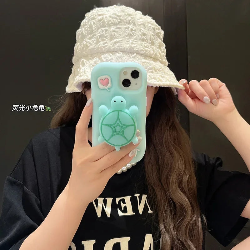 Creative and Cute Turtle Silicone Phone Case Suitable for iPhone 11 12 13 14 15 Pro Max Plus Female Style 3D Cartoon Phone Case