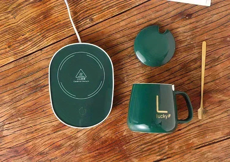 55 ℃ Thermostat Mugs Cup Ceramic Cup With Lid With Spoon Valentine's Day Gift Box Coffee Mug For Office Or Home Use Portable Mea