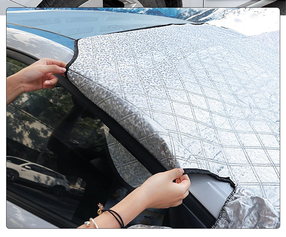 BLALION Car Windshield Mirror Reflective Bar Cover Magnetic Winter Ice Snow Sun Shade Protector Dust Frost Guard Aluminium Film