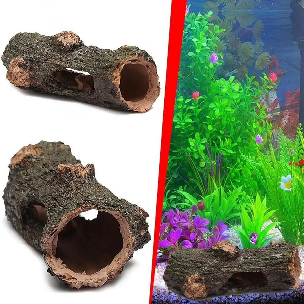 Resin Tree Branch Fish Shrimp Turtle Hidden Hollow Tree Log Fish Tank Aquarium Simulation Fountain Accent Decoration