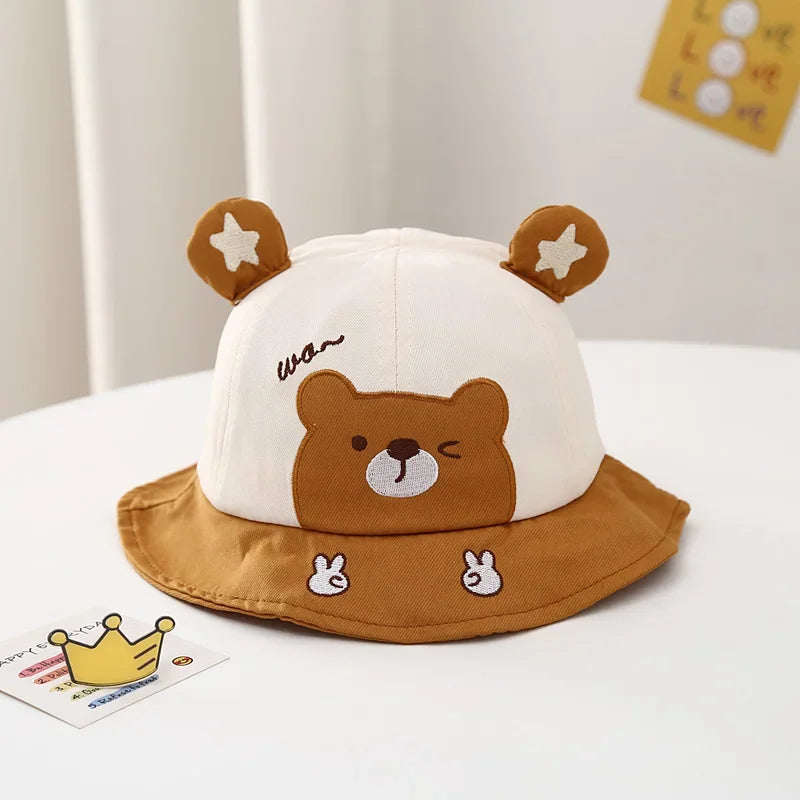 Baby Boy Sun Hat Kids Summer Fisherman's Hat Baby Girls Sun Cap Cute Bear Cartoon Frog Children Bucket Hat