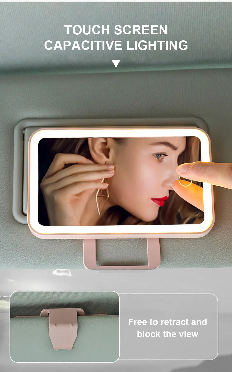 BLALION Car Sun Visor Makeup Mirror Rechargeable Touch Sensor Cosmetic Mirror Large Screen Fill Light Car Vanity Interior Mirror