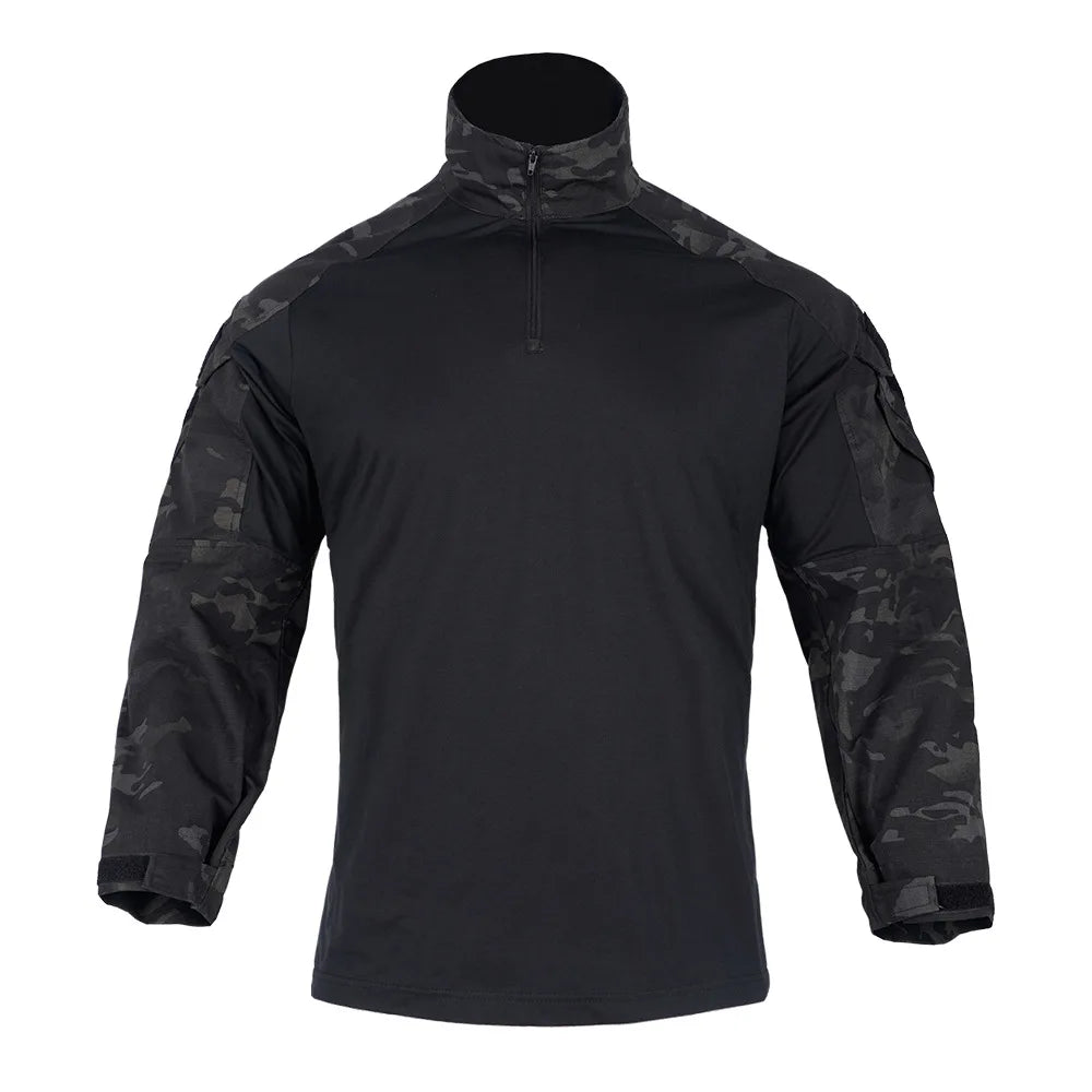 Men Camouflage Uniform Combat Shirt Outdoor Tactical Long Sleeve Shirt Paintball Camping Hunting Clothing