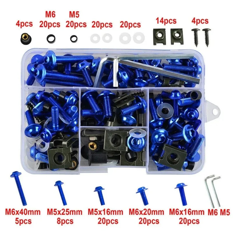 177pcs Motorcycle Windshield Screw Fairing Bolt Kit Car Body Decoration