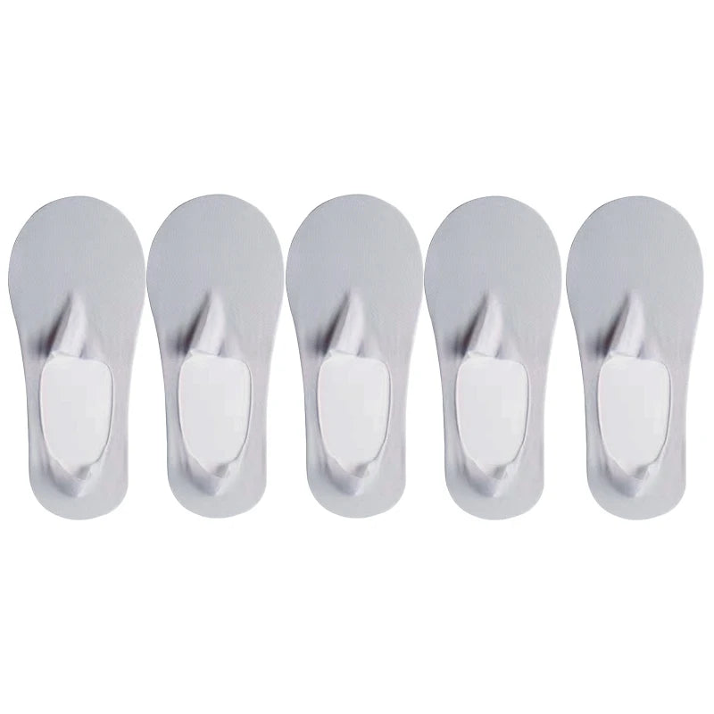 5 Pairs/Lot Socks Women's Summer Ultra-thin Invisible Low Cut Silicone Anti-slip Mesh No Show Ice Silk Solid Boat Socks