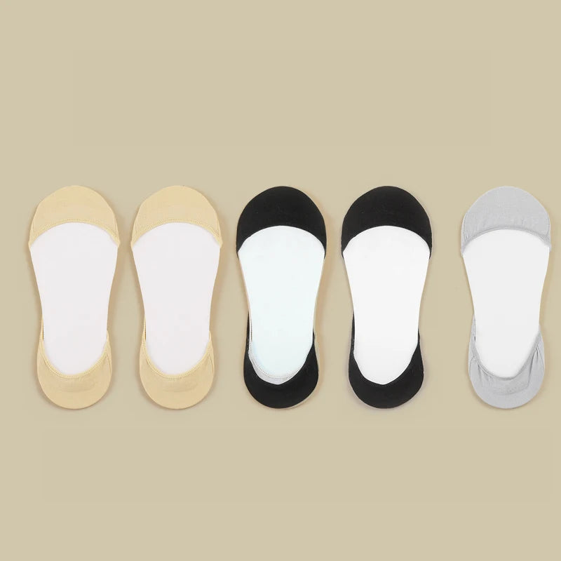 Socks women's Cotton Invisible Summer Thin Breathable Soft Silicone Non-Slip Fashion For High Heels Boat Socks Sole Socks 5 Pair