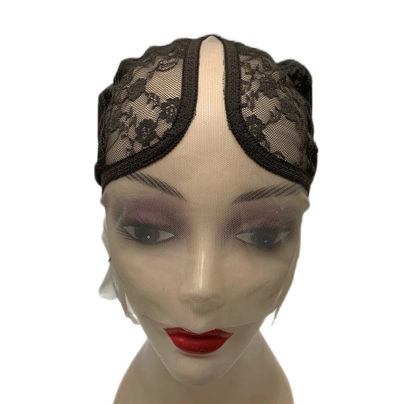 1PC T-Part Lace Wig Cap Adjustable Strap Brown/Beige Mesh Wig Making Hair Extensions Base Cap for Custom Wig Making