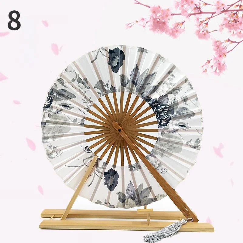 1PC Windmill Fan Female Gift Fan Japanese Round Fan Portable Folding Fan Lady Folding Fan