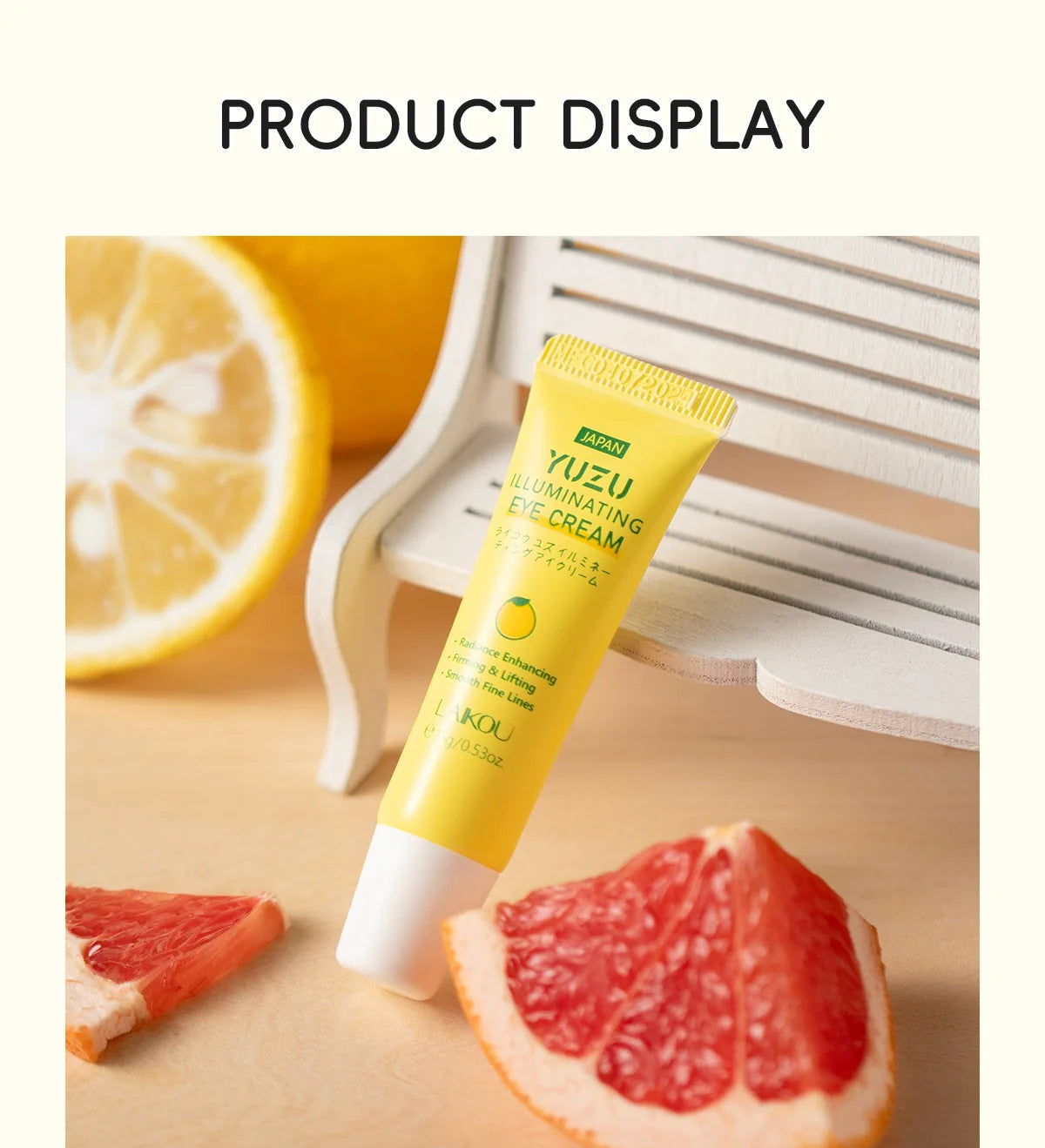 LAIKOU YUZU Eye Cream Anti Dark Circle Eye Bags Whitening Cream Wrinkle Removal Serum Eyes Firming Skin Care Beauty Health 15g