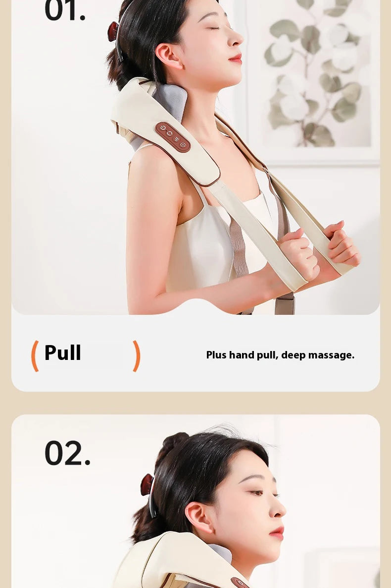 Neck and Shoulder Massager Wireless Shoulder and Back Kneading Massage Shawl Trapezius Neck Cervical Masajeador