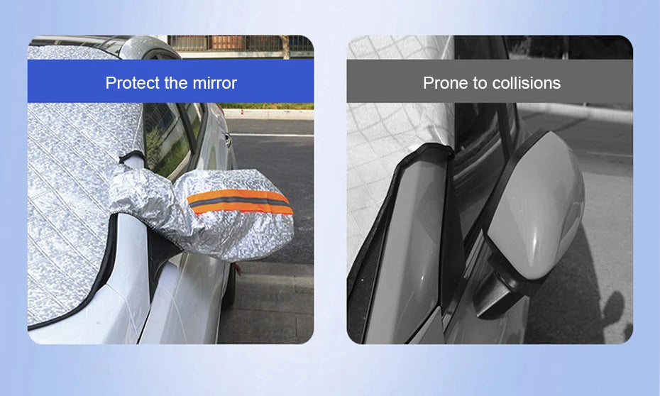 BLALION Car Windshield Mirror Reflective Bar Cover Magnetic Winter Ice Snow Sun Shade Protector Dust Frost Guard Aluminium Film