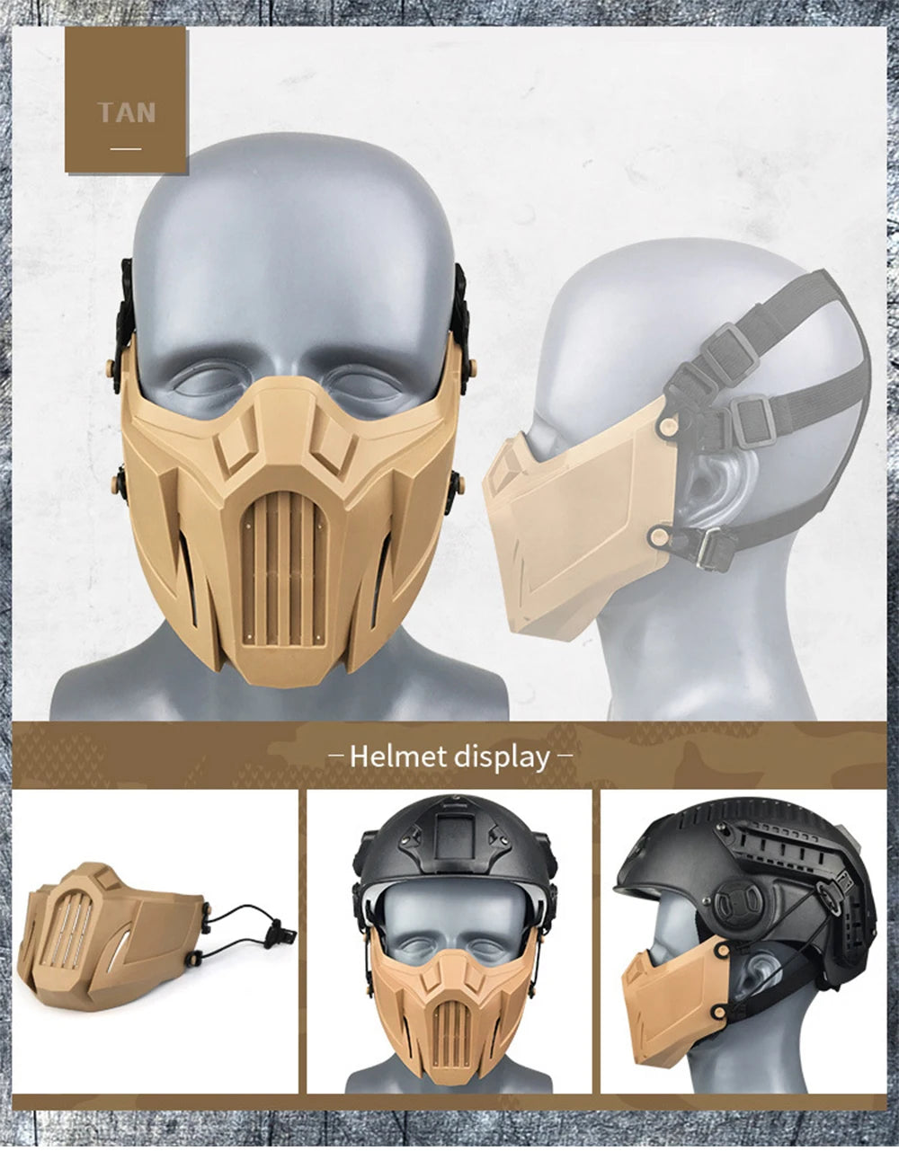 Tactical Airsoft Mask Outdoor Paintball Half Face Iron Warrior Protective Mask Shooting Protection Mouth Mask Hunting Equipment