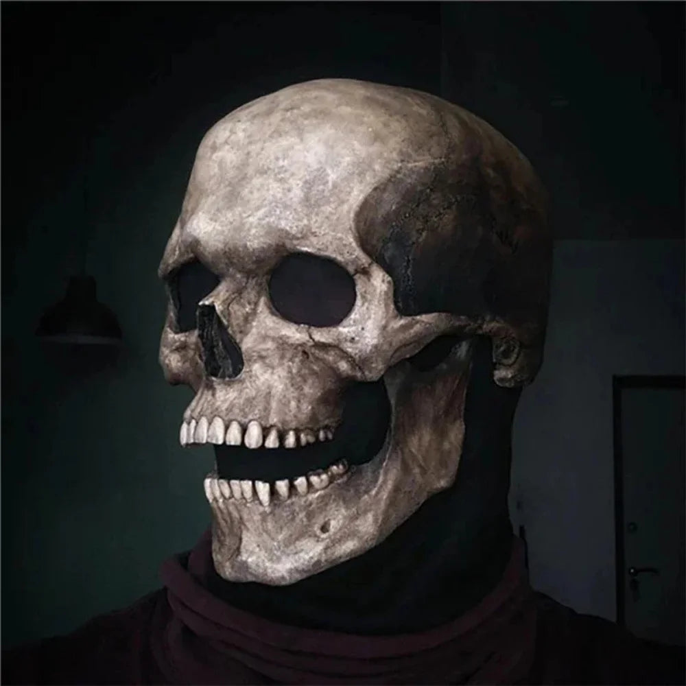Halloween Mask Latex Mask Skull Mask Horror Decoration Full Head Skull Mask Helmet Movable Jaw Masque Gifts Party Costume Mask