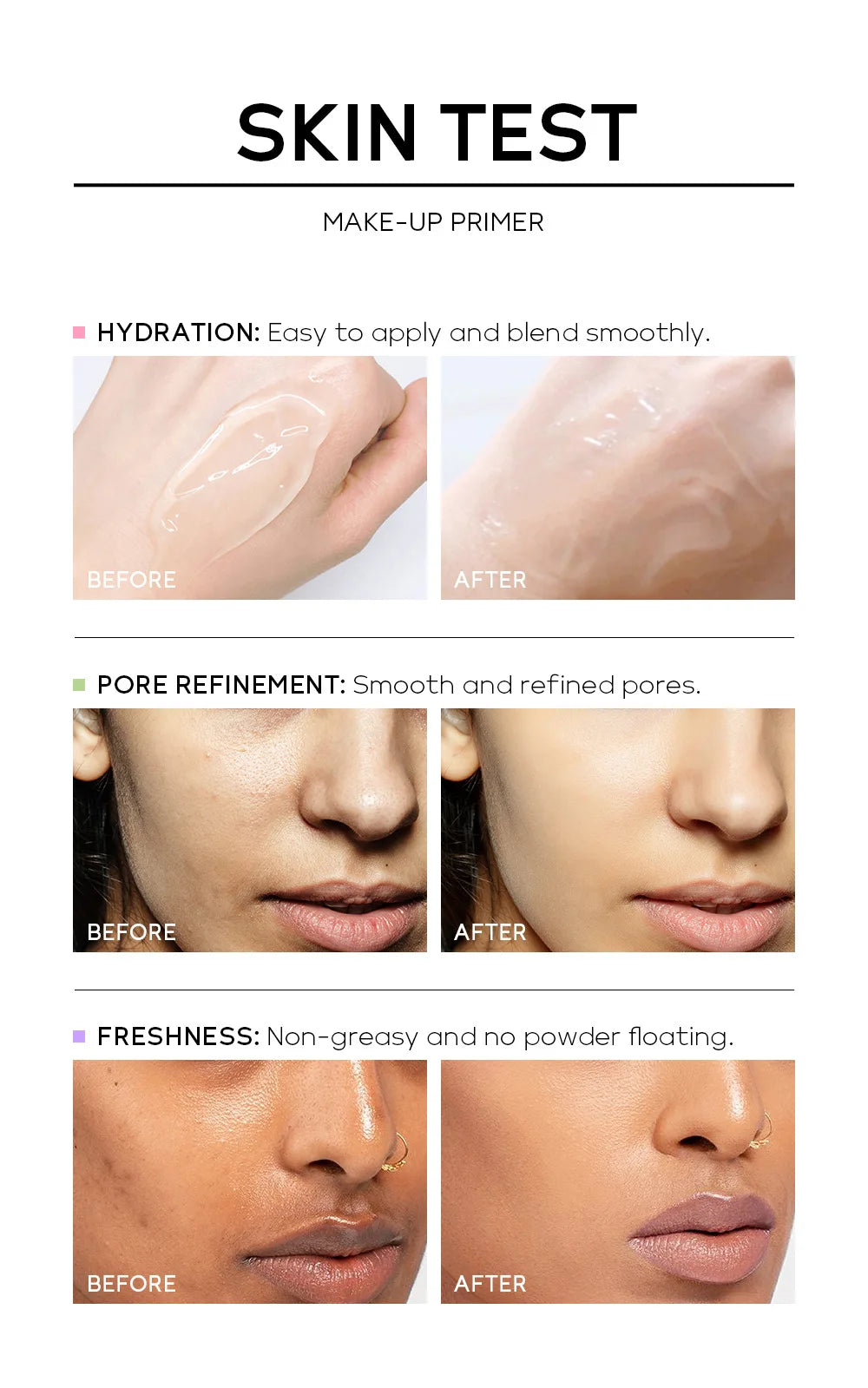 Base Makeup Facial Moisturizing Primer Moisturizing Primer Invisible Pores Smoothing Fine Lines Brightening Moisturizing