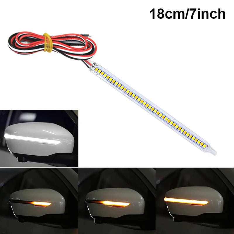 BLALION Car Rearview Mirror Turn Signal Light Running Light Steering Flow Light Start Scanning DRL Light Conversion Light Strip