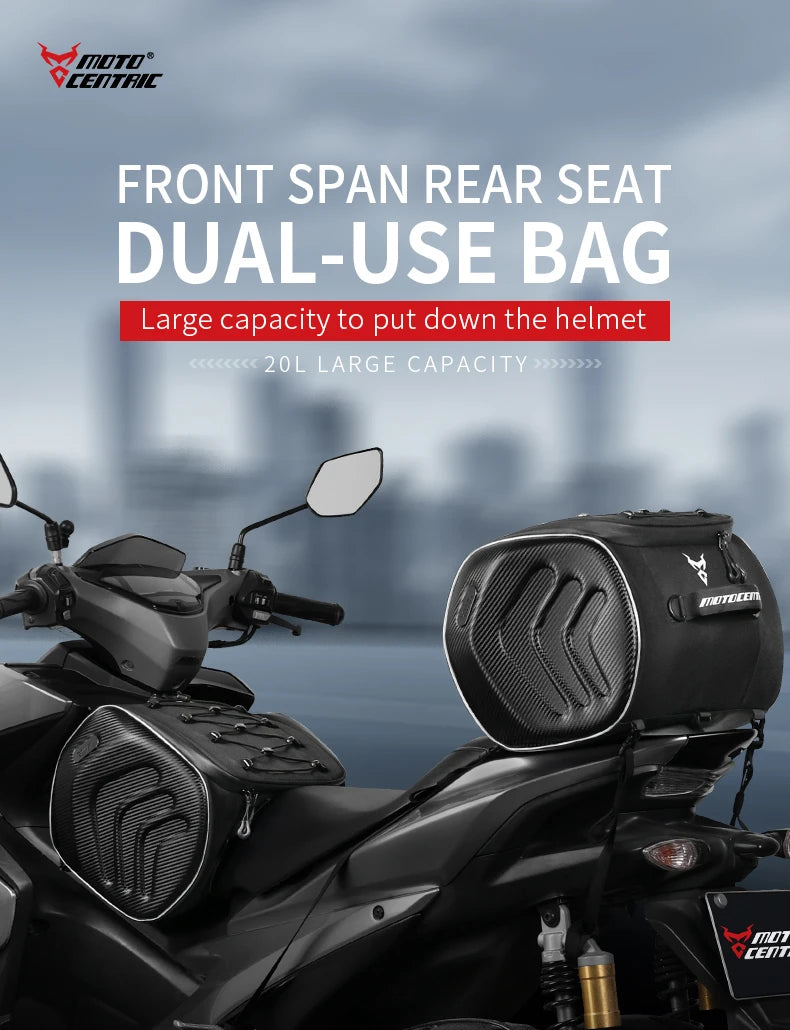 MOTOCENTRIC 20L Waterproof Motorcycle Back Seat Bags Reflective Design Motorbike Touring Tail Bag Moto Rear Seat Bags Saddlebags