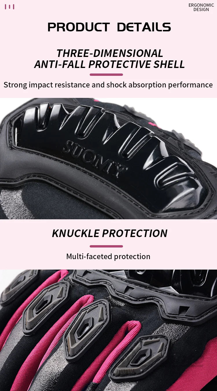 Suomy Winter Warm Motorcycle Gloves Windproof Waterproof Female Motorbike Riding Gloves Women Pink Motocross Moto Guantes