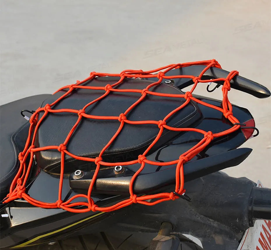 BLALION Motorcycle Luggage Net Bike 6 Hooks Hold Down Fuel Tank Luggage Mesh Web Styling High Quality Moto Adjustable Cargo Net