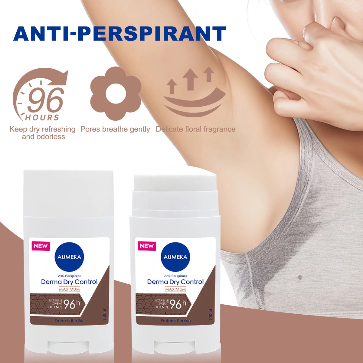 Women's large capacity long-lasting 24-hour anti sweat cream stick, anti sweat long-lasting dryness and deodorization