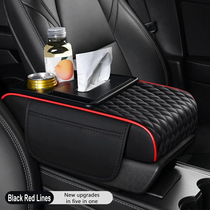 BLALION Car Armrest Box Thicken Height Pad Arm Rest Cushion with Tissue Box Cup Holder Memory Cotton Elbow Support Height Pad