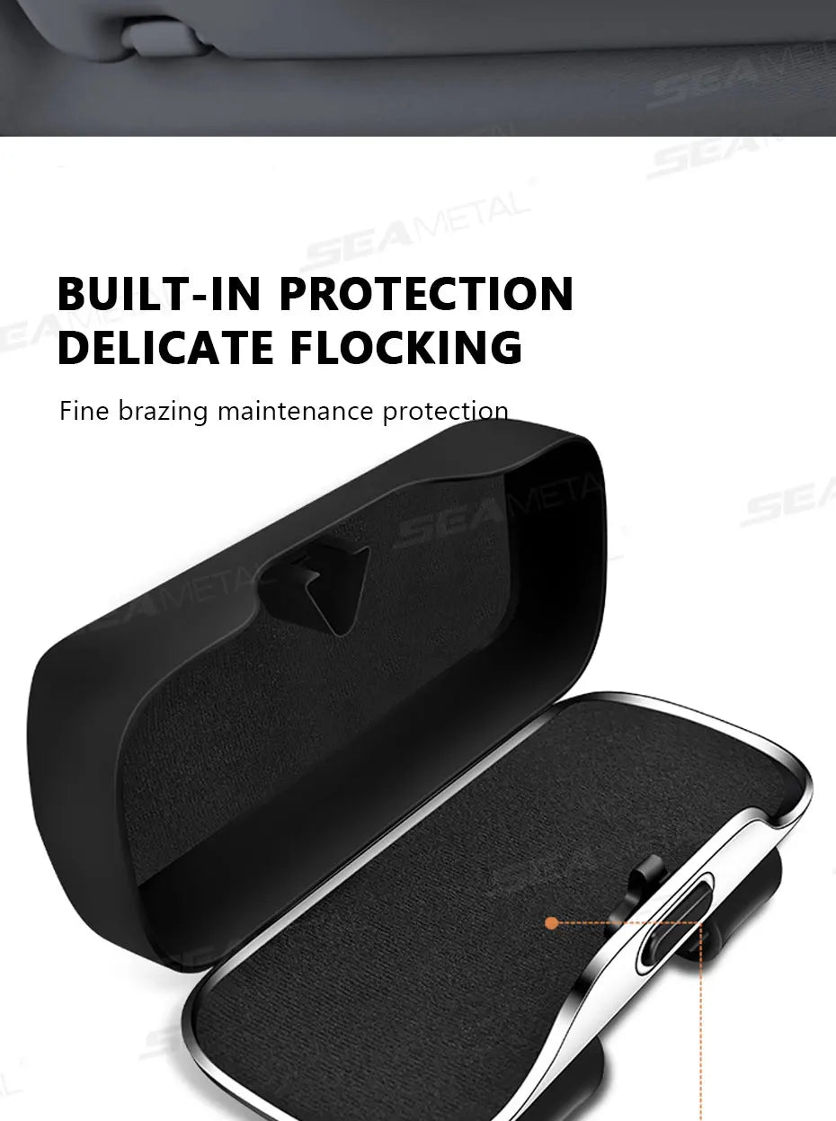 BLALION Car Glasses Box Portable Press Switch Sunglasses Holder Stable Shock-proof Driving Glasses Holder Eyeglass Storage Case