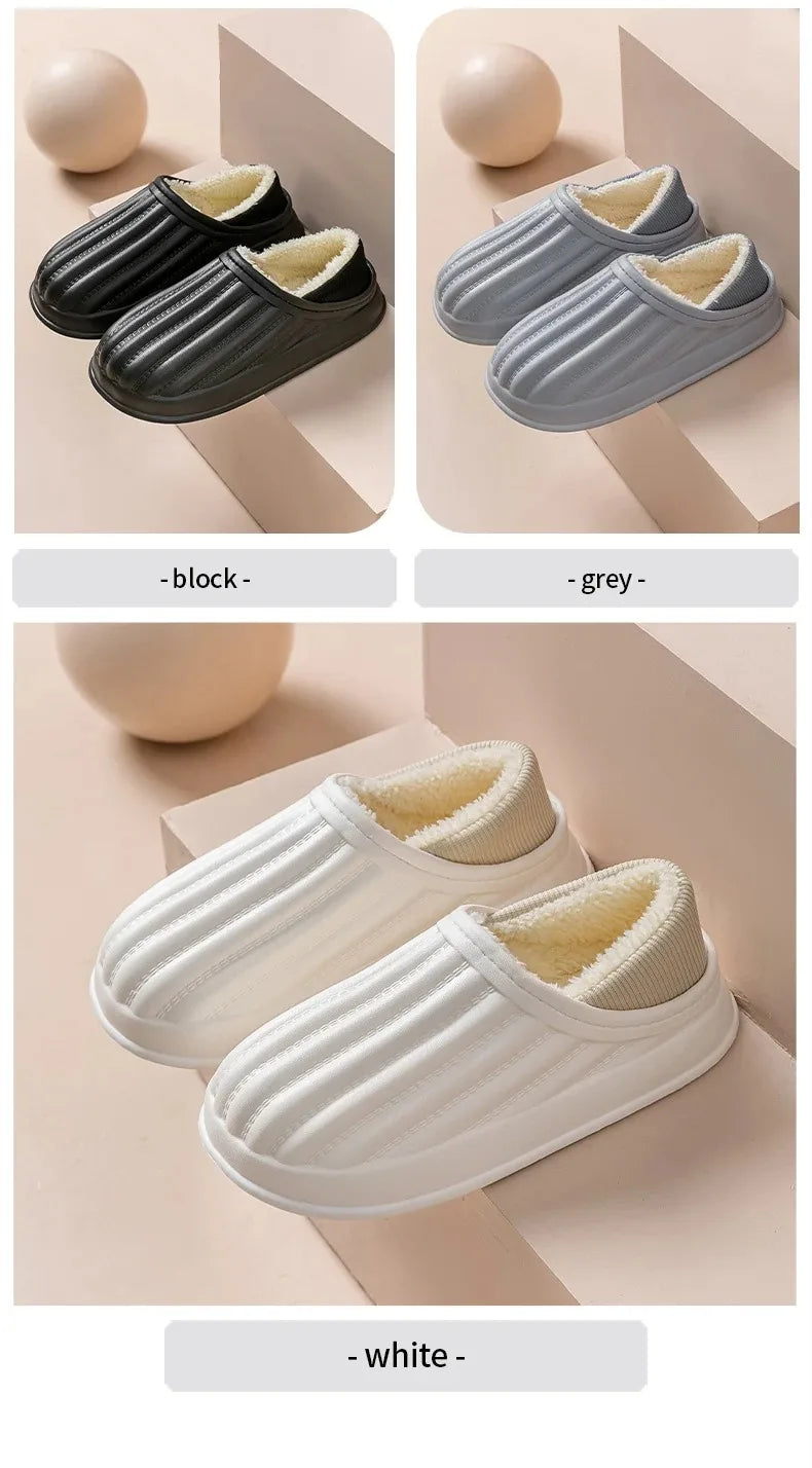 Winter Warm Cotton Slippers for WOMEN'S Home Wear, Thickened Waterproof, Snow Proof, Warm and Minimalist Couple Cotton Shoes
