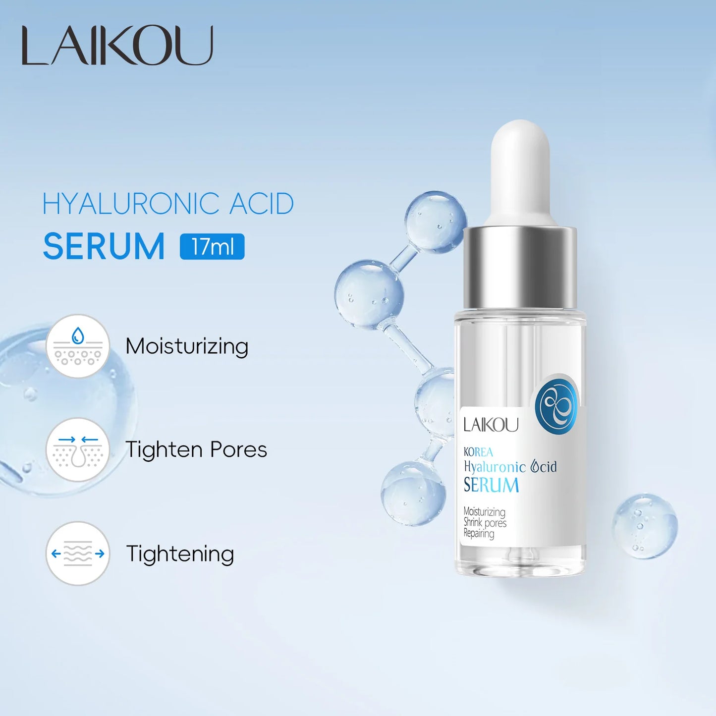 LAIKOU Hyaluronic Acid Face Serum Anti Aging Facial Lifting Collagen Essence Skin Care Whitening Serum 17ml