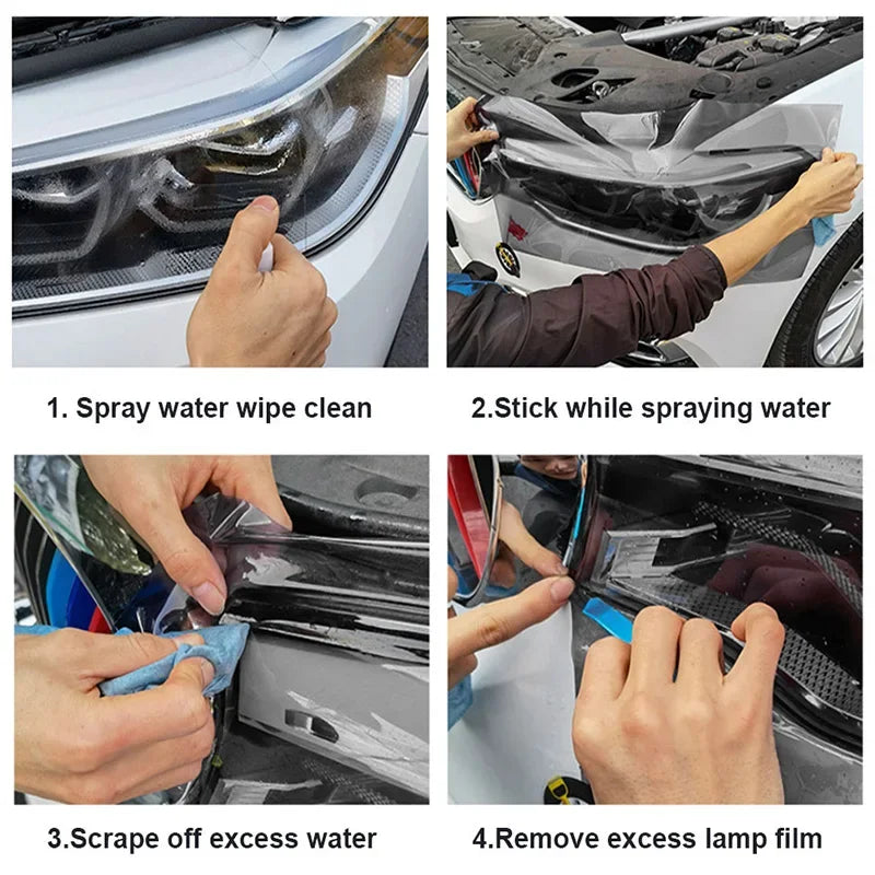 BLALION Photochromic Car Headlight Film TPU Anti Scratch Repairing HD Headlight Film Black/Purple Headlamp Protective Sticker