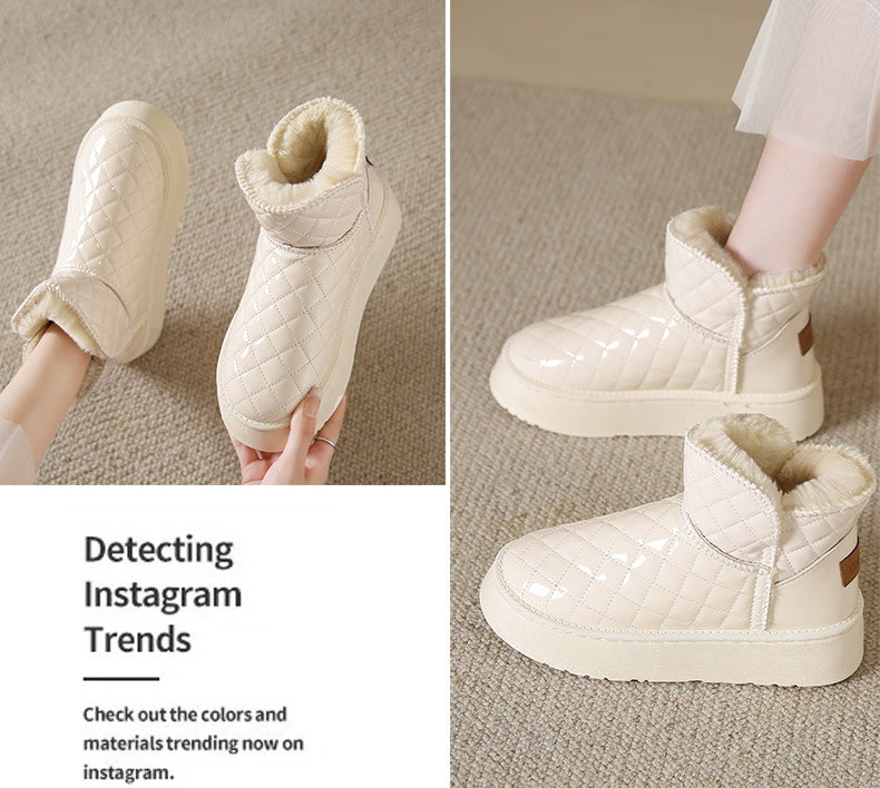 Women Snow Boots Warm Plush Slip-on Solid Fashion Female Ankle Boot Ladies Winter Comfortable Shoes